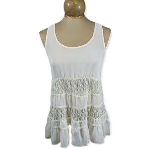 Charming Charlie Sheer Lace Tank Top Blouse Size Small